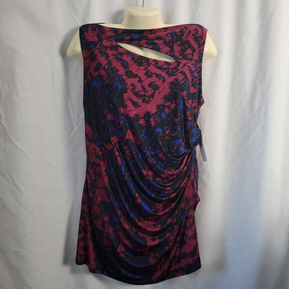 NEW DKNY Dress 1X Plus Ruched sleeveless lined Red Black Blue Bodycon DKNYC NWT - Picture 10 of 12